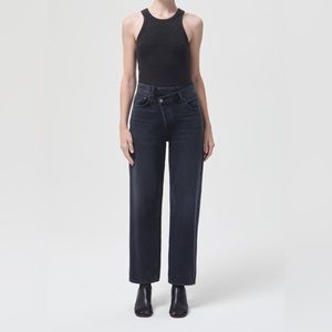 AGOLDE Criss Cross Dark Grey Shambles Wash Upsized Jean